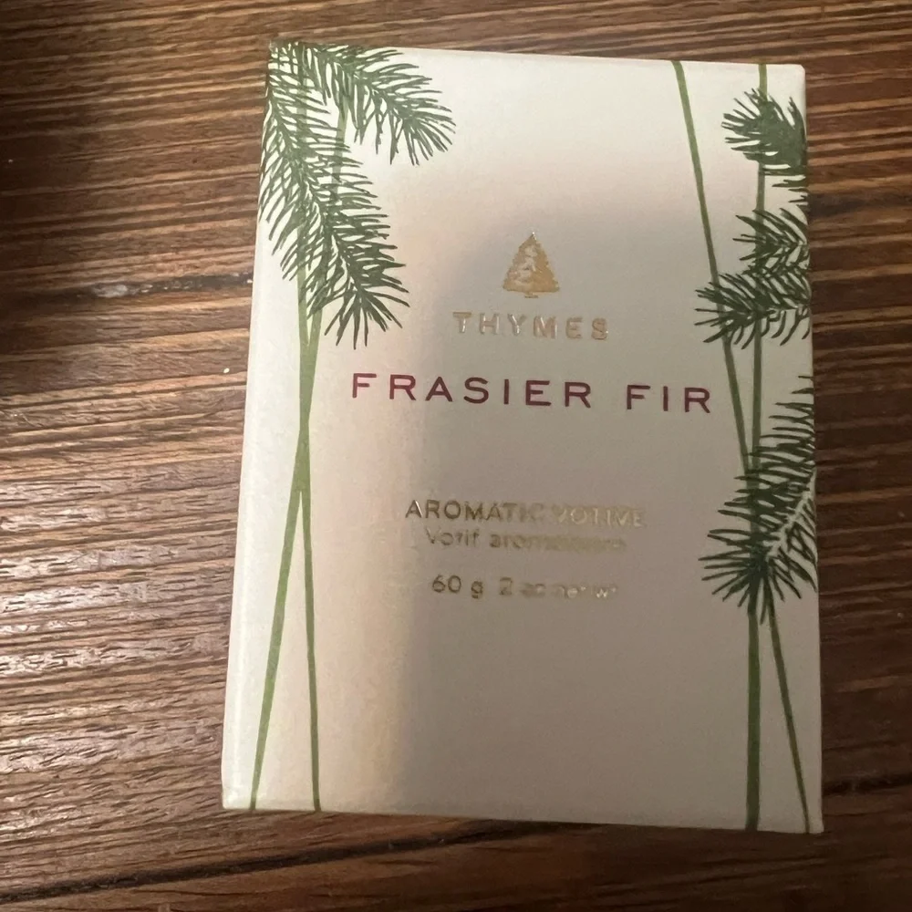 🆕🌲Thymes Frasier Fir Votive Candle and Soap with Wooded Pattern Soap Dish 🌲🆕